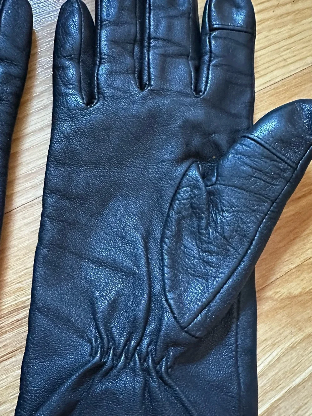 Michael Kors Black Leather Gloves with Gold MK Emblem